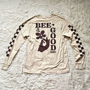 Vans Bee Good long sleeve cream brown tee size XS‎